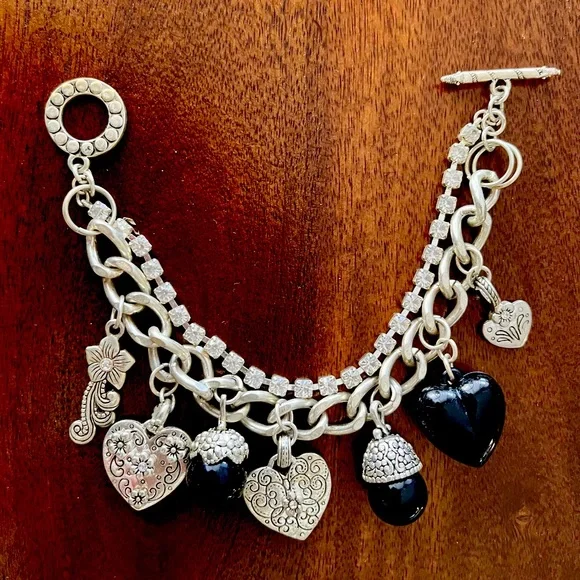 Silver and Black  Bracelet with Charms - Picture 3 of 5